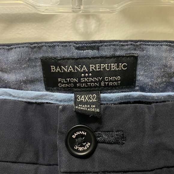 Banana Republic Men's Original Fulton Skinny Chinos Navy Blue Size 34X32 - Picture 3 of 8